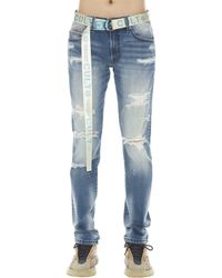 Cult Of Individuality - Rocker Belted Slim Stretch Straight Leg Jeans - Lyst