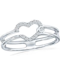 Simona - Open Heart Cubic Zirconia Ring - Lyst