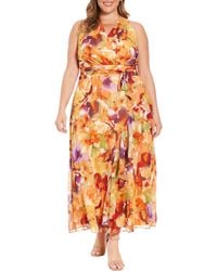 London Times - Floral Sleeveless Chiffon Maxi Dress - Lyst