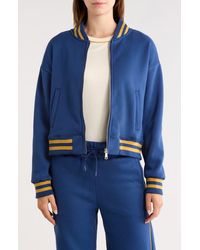 90 Degrees - Silicone Varsity Stripe Fleece Zip Jacket - Lyst