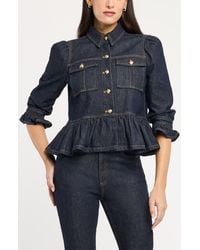 Cinq À Sept - Delanie Denim Peplum Jacket - Lyst