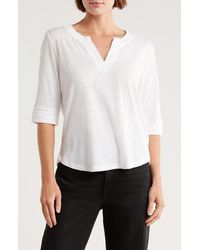 Democracy - Split Neck Three-Quarter Sleeve Top - Lyst