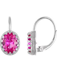 FZN - Sterling Oval Gemstone Drop Earrings - Lyst