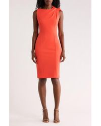 Calvin Klein Leopard-print Sheath Dress in Black | Lyst
