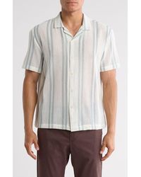 Denim and Flower - Stripe Textured Short Sleeve Button-Up Shirt - Lyst