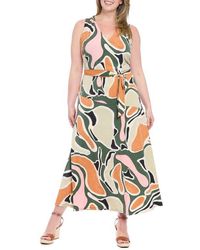 London Times - Abstract Print Sleeveless Maxi Dress - Lyst