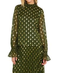 Endless Rose - Metallic Polka Dot Chiffon Top - Lyst