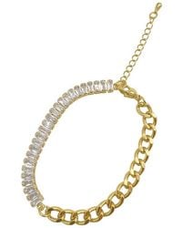 Adornia - 14K Plate Baguette Crystal Chain Bracelet - Lyst