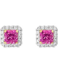 Effy - Diamond Halo Ruby Stud Earrings - Lyst