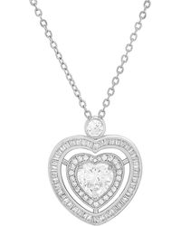 HMY Jewelry - 18k White Gold Plated Crystal Heart Pendant Necklace - Lyst