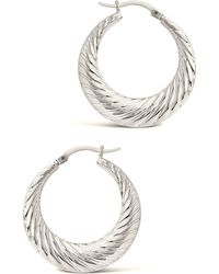 Sterling Forever - Textured Hoop Dangle Earrings - Lyst