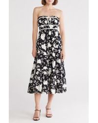Lush - Contrast Strapless Midi Dress - Lyst