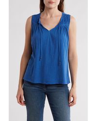 Lucky Brand - Cotton Embroidered Yoke Tank - Lyst
