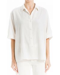 Max Studio - Oversize Linen Blend Button-up Shirt - Lyst