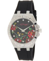 Ed Hardy - Crystal Rose Dial Silicone Strap Watch - Lyst