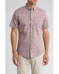 14th & Union - Floral Poplin Short Sleeve Button-down Shirt - Lyst