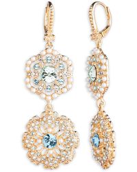 Marchesa - Crystal & Imitation Pearl Double Drop Earrings - Lyst