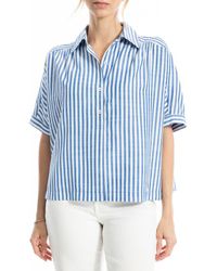 Max Studio - Stripe Elbow Sleeve Button-Up Shirt - Lyst