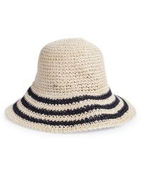 Kate Spade - Stripe Crushable Straw Cloche Hat - Lyst