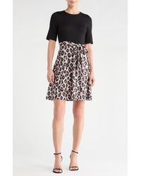 Eliza J - Short Sleeve Fit & Flare Dress - Lyst