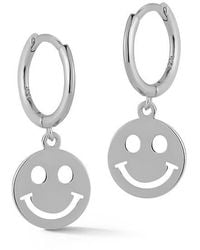 Glaze Jewelry - Sterling Smile Face Huggie Hoop Earrings - Lyst