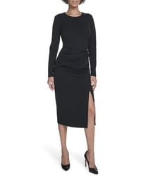 Calvin Klein - Knot Waist Midi Sheath Dress - Lyst