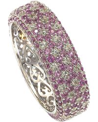 Suzy Levian - Sterling Silver Pavé Pink & White Sapphire Diamond Accent Eternity Band Ring - Lyst