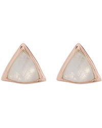 Pura Vida Moonstone Triangle Stud Earrings In Rose Gold At Nordstrom Rack - Metallic