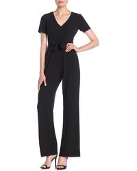 Vince Camuto V-neck Front Tie Jumpsuit - Black
