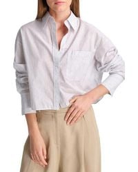 Twp - Little Big Joe Stripe Cotton & Linen Crop Button-Up Shirt - Lyst