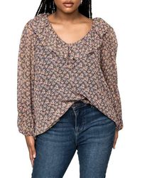 Gibsonlook - Gigi V-Neck Long Sleeve Floral Top - Lyst