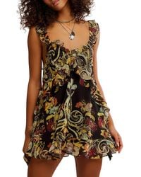 Free People - Bali Flora Mini Dress Xl 14) Polyester - Lyst