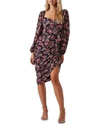 Astr - Athens Ruched Long Sleeve Dress - Lyst