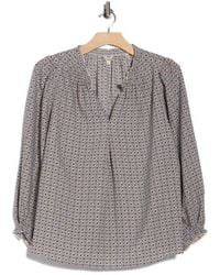 Max Studio - Split Neck Long Sleeve Crepe Top - Lyst