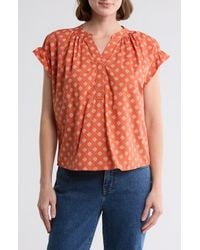 Melrose and Market - Flutter Sleeve Cotton Top - Lyst
