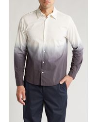 Theory - Bronson Ombré Long Sleeve Cotton Button-up Shirt - Lyst