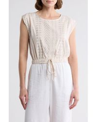 Elan - Metallic Drawstring Hem Cover-Up Tank - Lyst