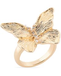 Nordstrom - Imitation Pearl & Crystal Butterfly Ring - Lyst