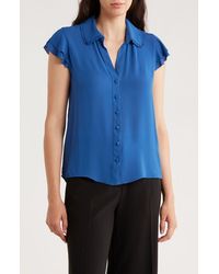 Tahari - Tiered Flutter Sleeve Button-Up Shirt - Lyst
