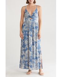 Angie - Floral Twist Front Maxi Sundress - Lyst
