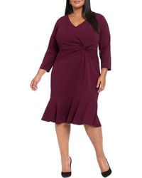 London Times - Twist Front Flounce Hem Midi Dress - Lyst