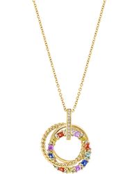 Effy - 14k Yellow Gold Sapphire & Diamond Circle Pendant Necklace - Lyst