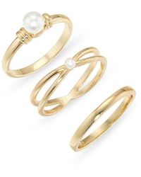 Nordstrom Rack - Set Of 3 Faux Pearl Stackable Rings - Lyst
