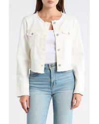 Lucky Brand - Collarless Crop Denim Trucker Jacket - Lyst