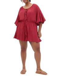 City Chic - Harlow Tassel Tie Romper - Lyst