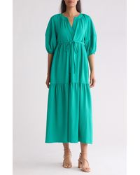 Calvin Klein - Gauze Puff Sleeve Maxi Dress - Lyst