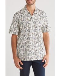 Bugatchi - Print Short Sleeve Stretch Cotton Button-up Shirt - Lyst