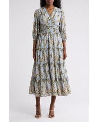 Max Studio - Floral Balloon Sleeve Tiered Maxi Dress - Lyst
