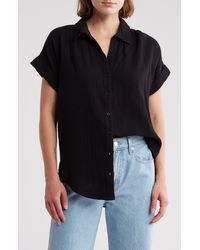Caslon - Short Sleeve Cotton Gauze Button-up Shirt - Lyst