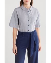 DKNY - Stripe Short Sleeve Button-up Shirt - Lyst